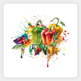 Chili & Bell Peppers Splatter Art Magnet